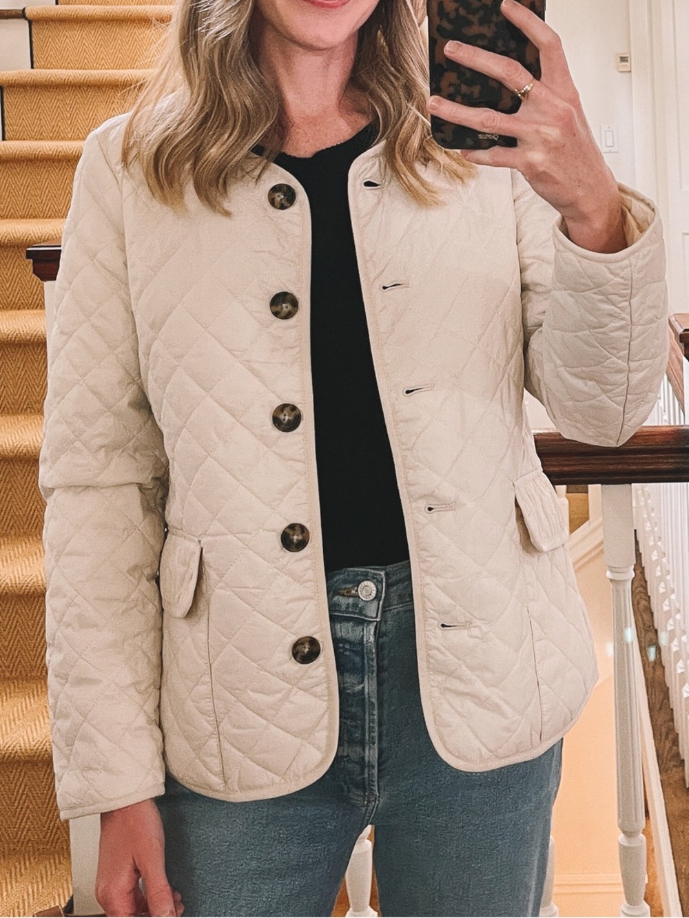 J. Crew Quilted Lightweight Lady Jacket in Cream Size 4